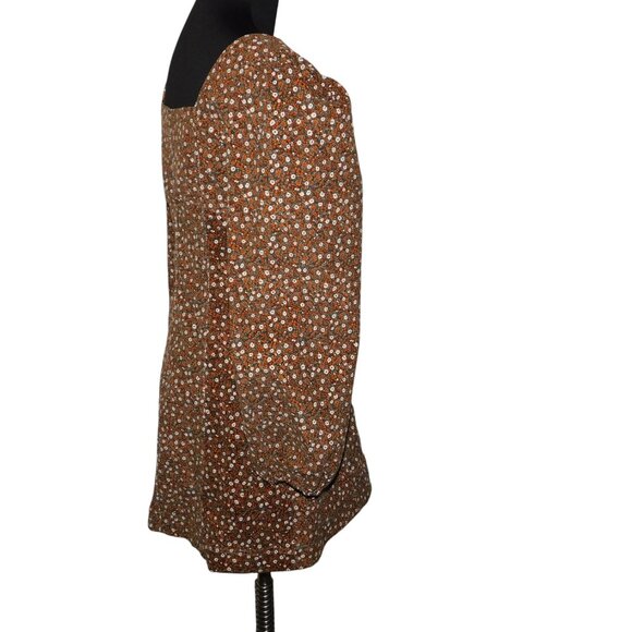 Free People Call Me Cord Mini Dress Size 4 Brown Floral - Picture 3 of 10